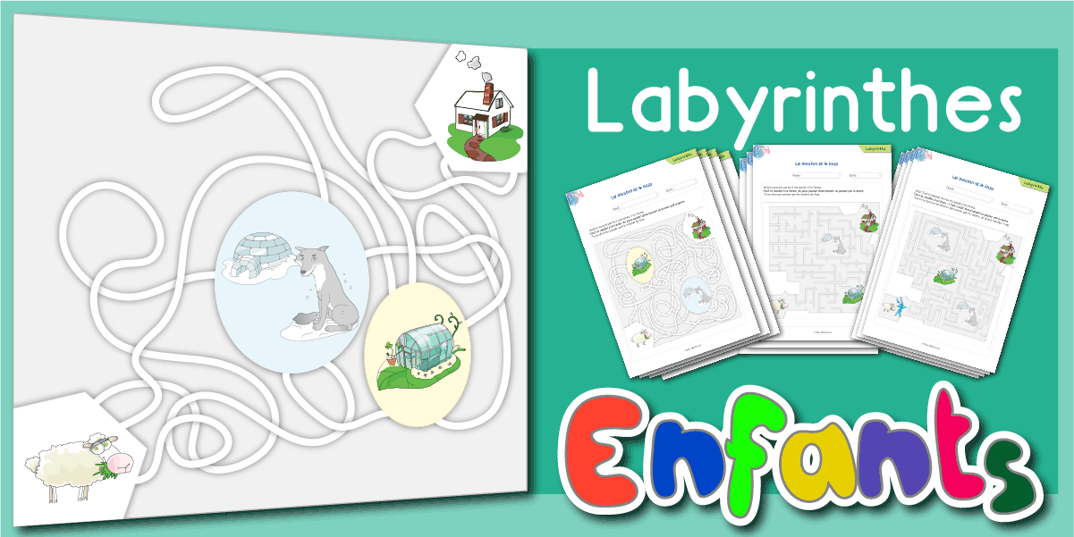  Jeu de logique PDF Labyrinthe pour enfant à imprimer 