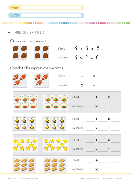 Multiplication par 2 CP - Table de 2 CP