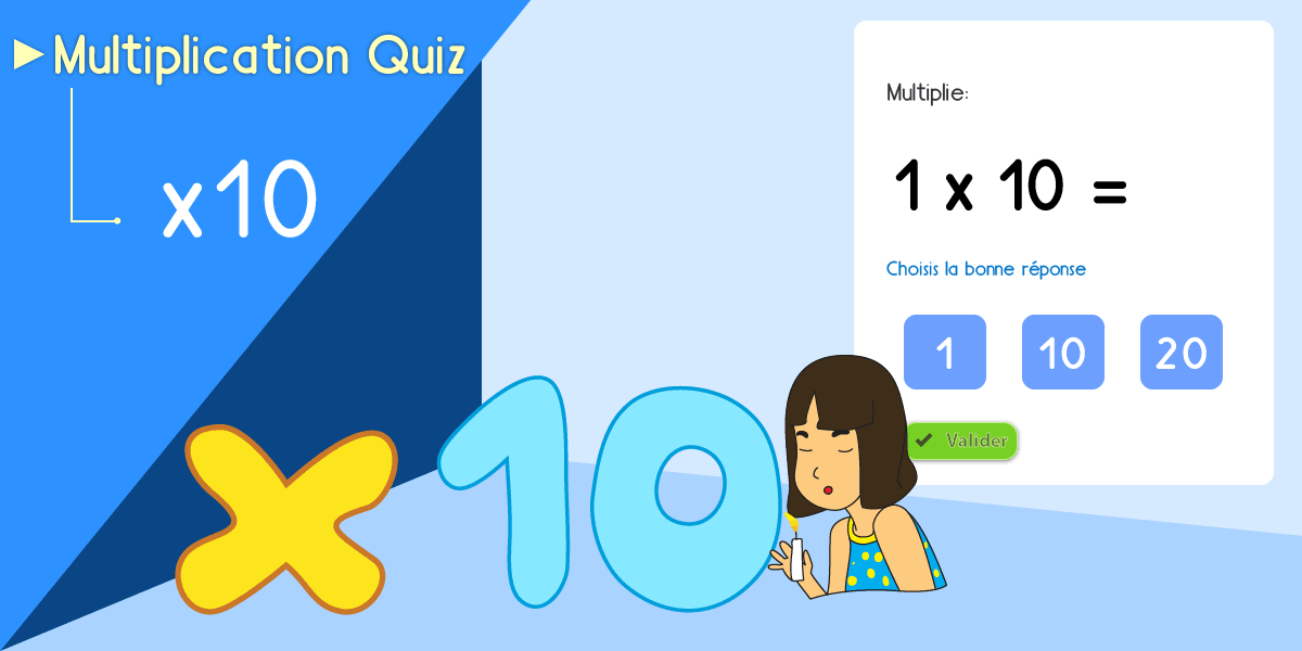  Jeu éducatif Table de 10 Quiz Multiplication Exercice en ligne 